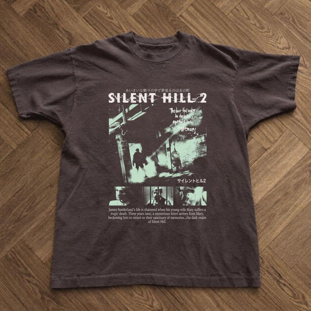 Silent Hill 2 Gaming Graphic Tee Vintage Grunge Brown Horror Game Retro Shirt